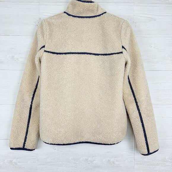 Anthropologie Piped Sherpa‎ Jacket Size XS Cream Cozy Warm Pockets Fall Winter - Picture 9 of 16